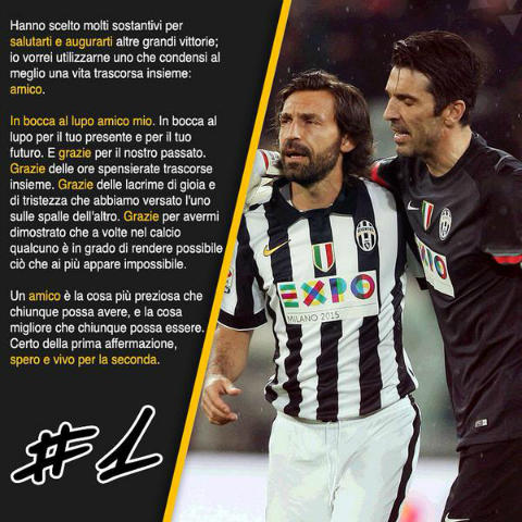 Buffon saluta Pirlo: “In bocca al lupo, amico mio” preview