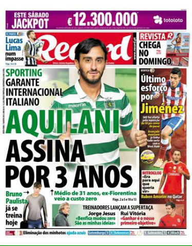 Aquilani allo Sporting: ecco la rassegna stampa portoghese preview