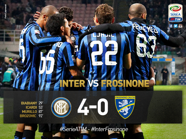 Serie A: Inter-Frosinone 4-0, nerazzurri soli in vetta preview