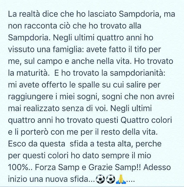 Eder saluta la Samp: “Porterò questi colori con me per sempre” preview