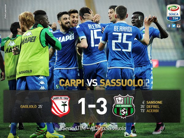 Sassuolo formato Europa: 3-1 al Carpi, show di Sansone article-post
