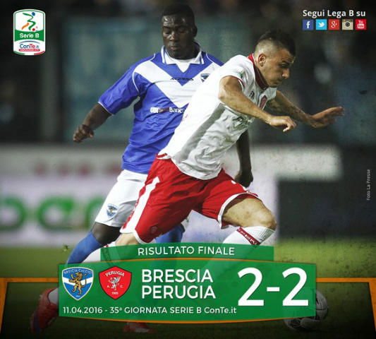 Serie B: Brescia-Perugia 2-2, umbri beffati all’ultimo respiro preview