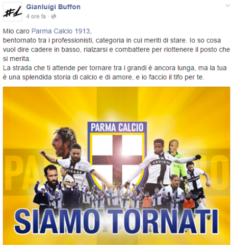 Buffon si congratula con il Parma: “Bentornato tra i professionisti” preview