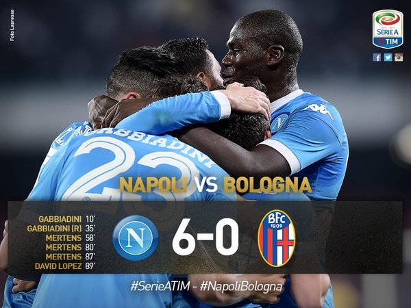 Serie A: il Napoli chiude il set, 6-0 al Bologna preview