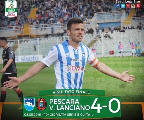 Serie B: il Pescara travolge il Lanciano e vola al 3° posto preview
