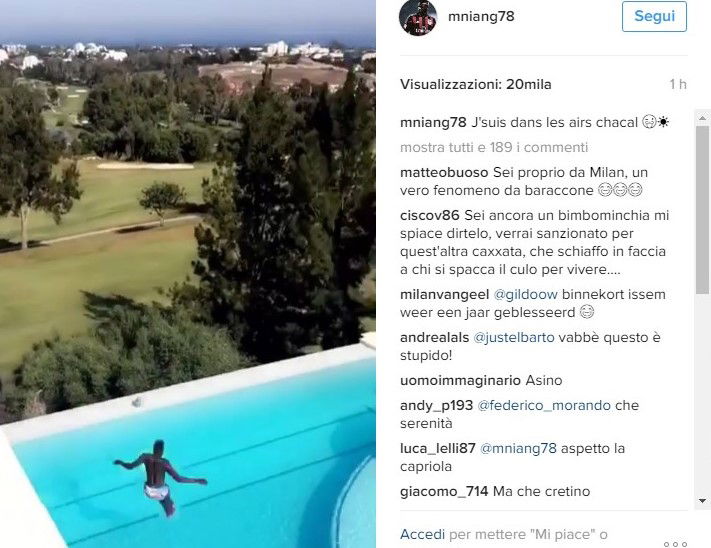 Milan, Niang in gran spolvero: tuffo in piscina…dal tetto. Il video preview