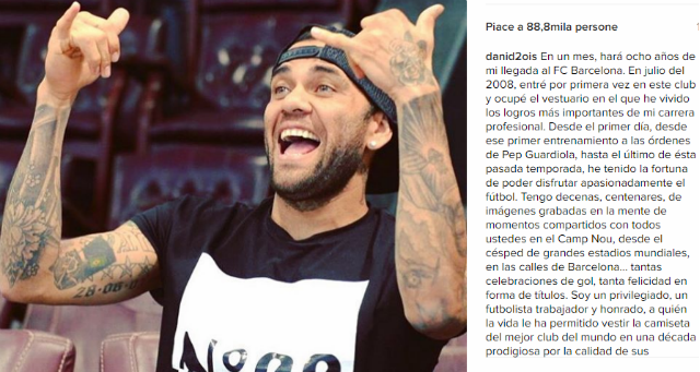 Dani Alves: “Ho deciso di affrontare una nuova sfida” preview