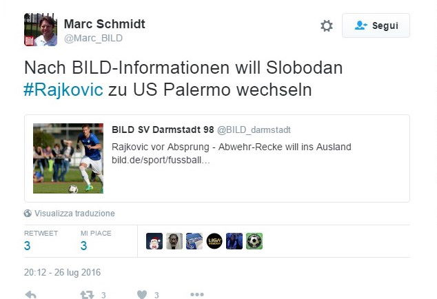 Rajkovic in arrivo a Palermo, confermate le anticipazioni tedesche preview