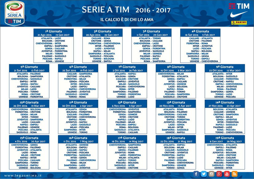 Ecco tutti i big match della Serie A 2016-17 preview