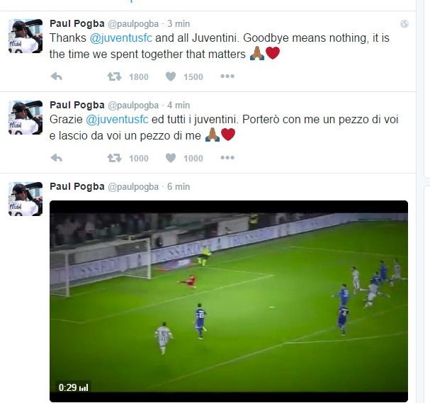 Il tweet di Pogba: “Grazie Juve, porterò con me…” preview