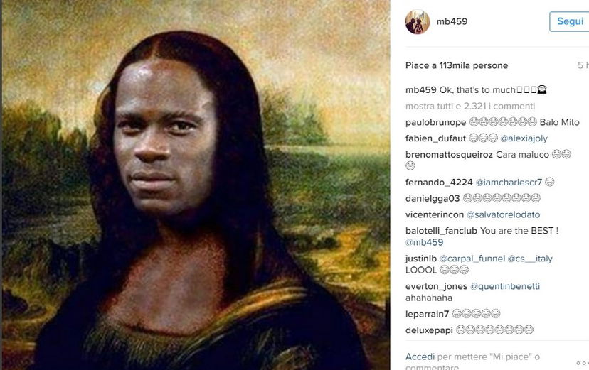 Balotelli versione Gioconda: “Ok, questo è troppo” preview