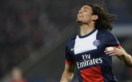Paris' Uruguayan forward Edinson Cavani reacts during the UEFA Champions League last 16 second-leg football match between Paris Saint Germain and Bayer Leverkusen on March 12, 2014 in Paris. AFP PHOTO / FRANCK FIFE (Photo credit should read FRANCK FIFE/AFP/Getty Images)