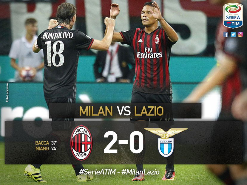 Serie A: Bacca e Niang stendono la Lazio, seconda vittoria consecutiva per il Milan preview
