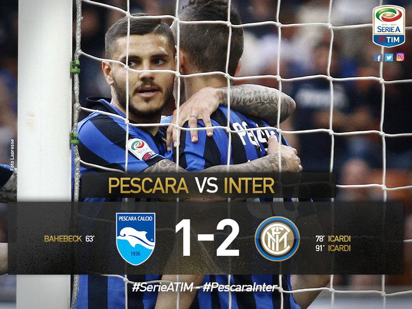 Serie A: l’Inter si sblocca, un doppio Icardi ribalta il Pescara nel finale preview