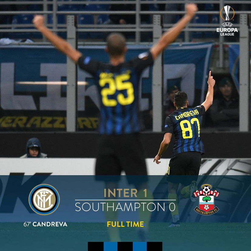 Europa League: all’Inter basta un super gol di Candreva, 1-0 al Southampton preview