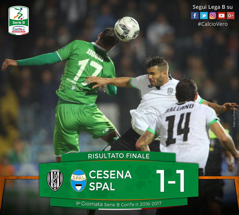 Serie B: Cesena-Spal 1-1, Cremonesi al 94’ risponde a Cinelli preview