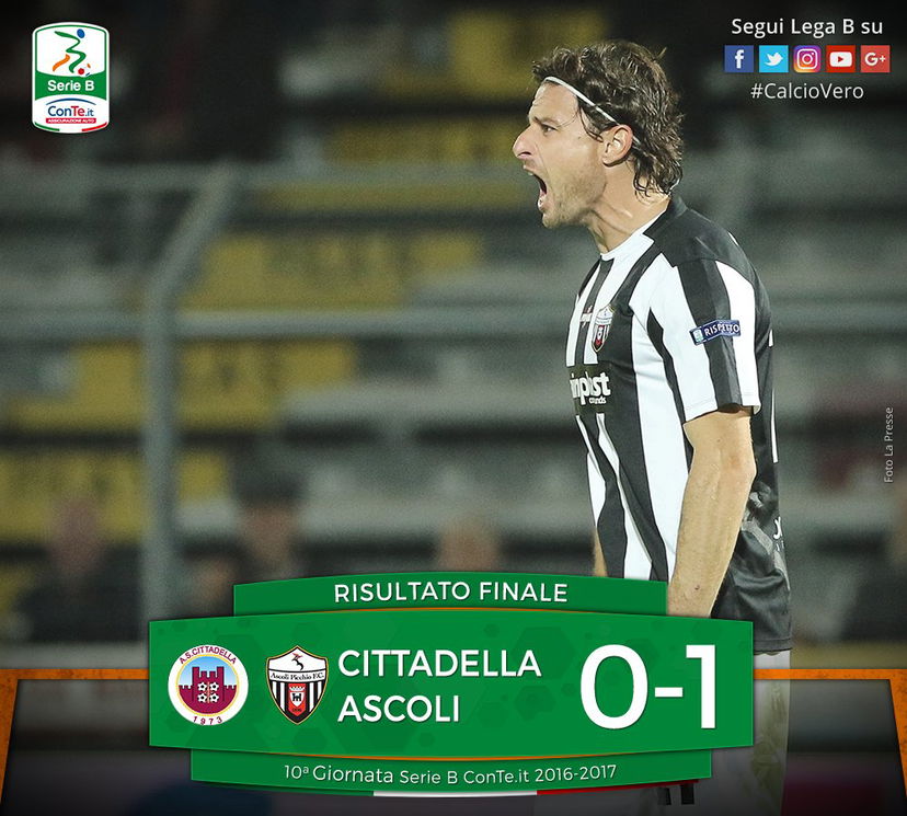 Serie B: il Cittadella cade ancora in casa, Cacia regala i 3 punti all’Ascoli preview