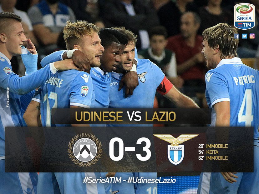 Serie A: doppio Immobile più Keita, Udinese-Lazio 0-3 preview