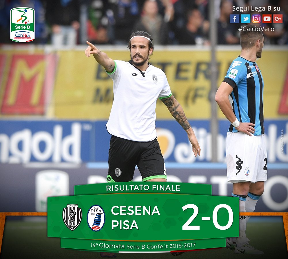 Serie B: Cesena-Pisa 2-0, un super Rodriguez stende i nerazzurri article-post