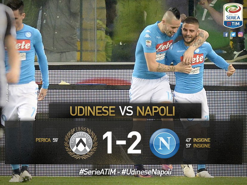 Serie A: Insigne torna al gol e trascina il Napoli, 2-1 a Udine preview