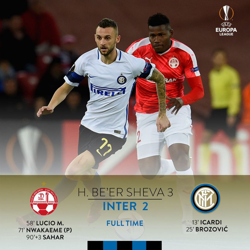 Inter, nuovo disastro contro l’Hapoel Beer Sheva. Fuori dall’Europa League, da ultima nel girone preview