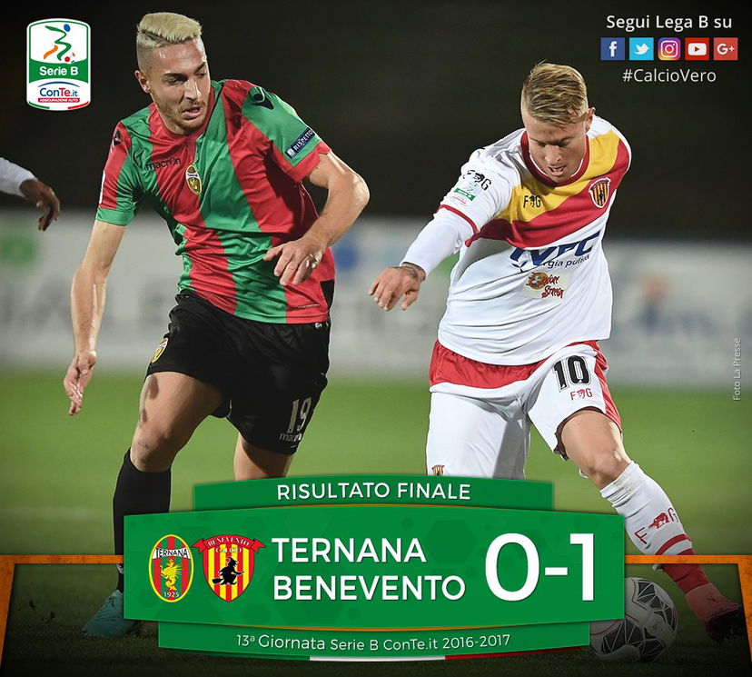 Serie B: Ternana-Benevento 0-1, Ceravolo applica la legge dell’ex preview