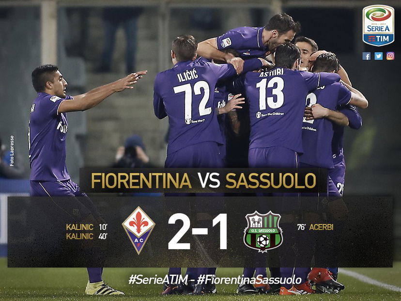 Serie A: Fiorentina-Sassuolo 2-1, la Viola avanza sulle ali di Kalinic preview