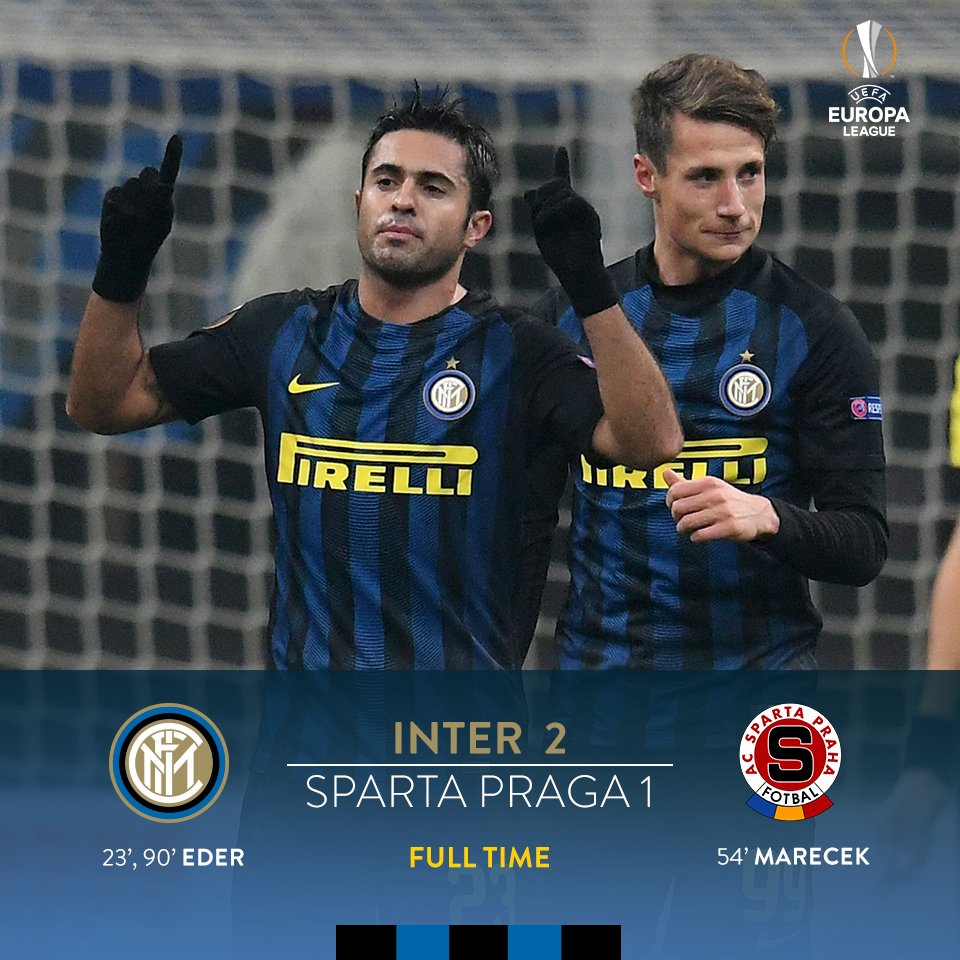 Europa League, l’Inter saluta con una vittoria: 2-1 allo Sparta Praga, doppio Eder article-post