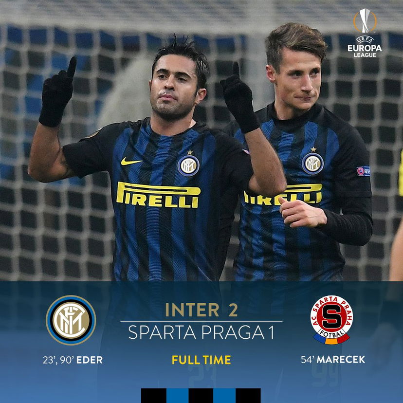 Europa League, l’Inter saluta con una vittoria: 2-1 allo Sparta Praga, doppio Eder preview