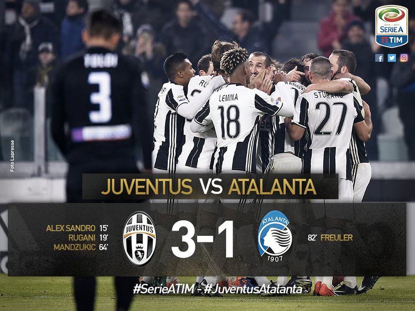 Serie A: la Juve interrompe la striscia dell’Atalanta, allo Stadium finisce 3-1 preview