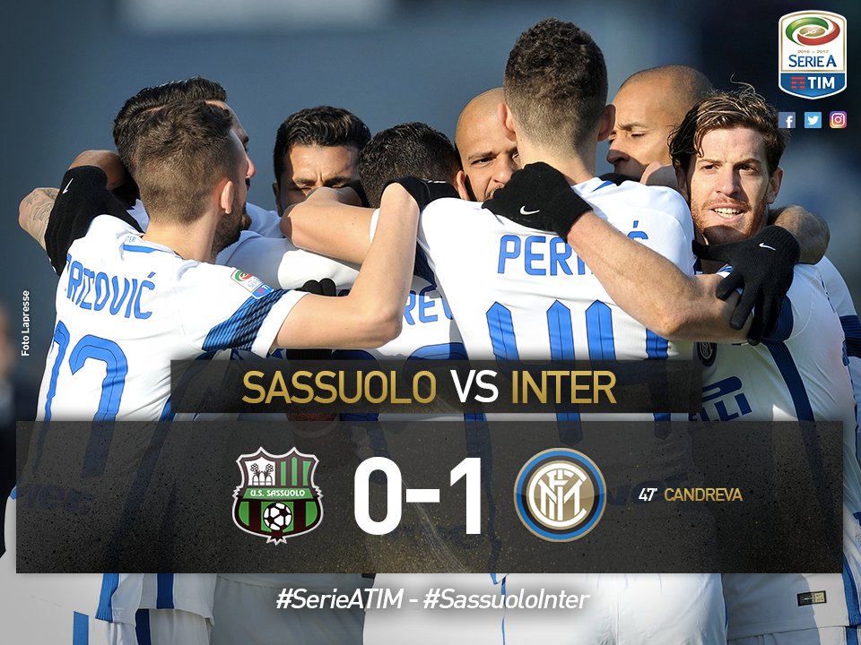 Serie A: Sassuolo-Inter 0-1, decide Candreva. E nel finale si rivede Gabigol article-post
