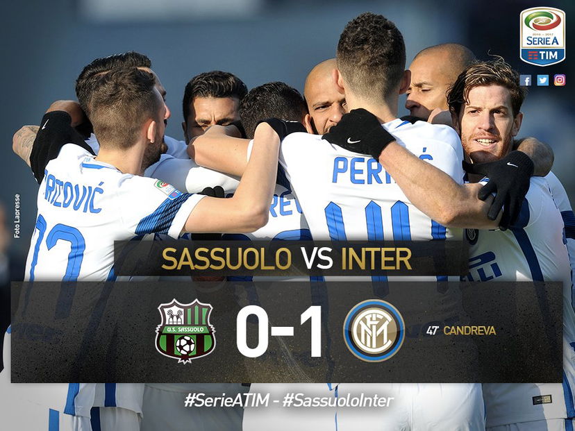 Serie A: Sassuolo-Inter 0-1, decide Candreva. E nel finale si rivede Gabigol preview