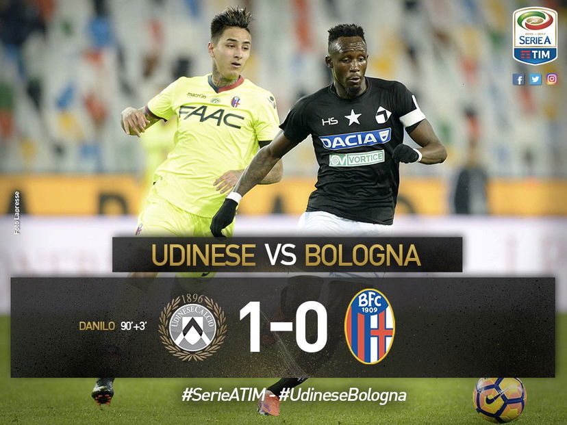 Serie A: Udinese-Bologna 1-0, decide Danilo all’ultimo respiro preview