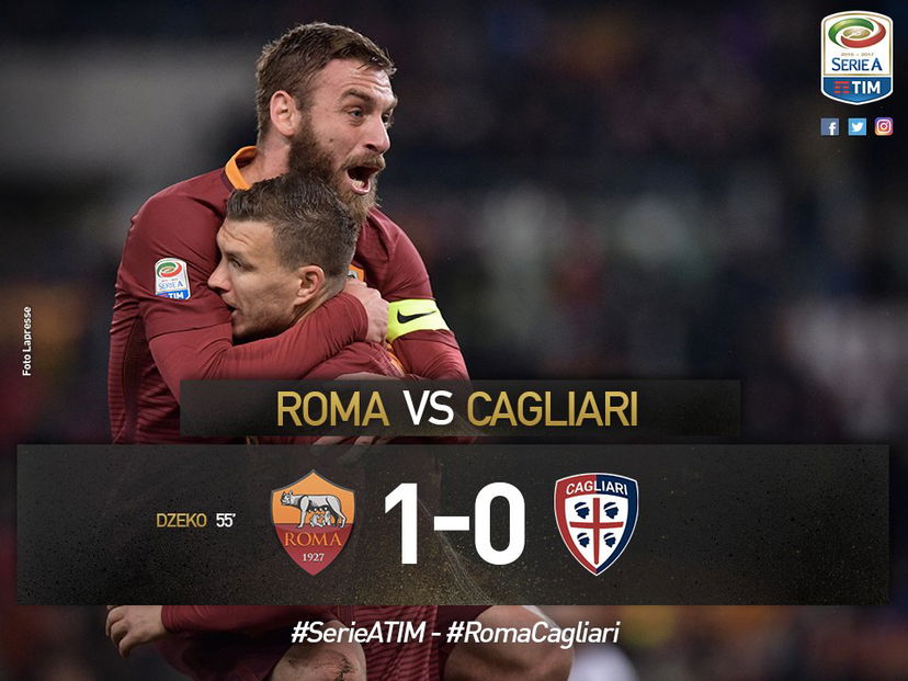 Dzeko manda al tappeto il Cagliari, la Roma tiene il passo della Juve preview