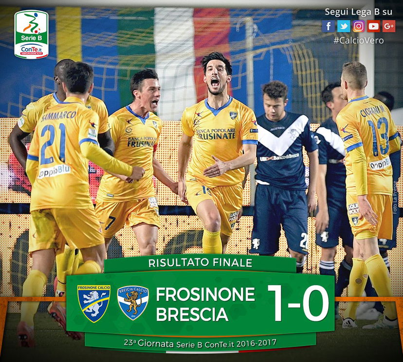 Serie B: Frosinone-Brescia 1-0, decide Ariaudo. I ciociari agganciano la vetta preview