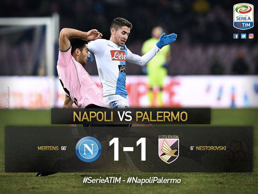 Serie A: il Napoli si inceppa, con il Palermo di Diego Lopez finisce 1-1 preview