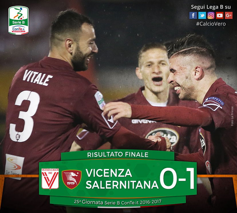 Serie B: la Salernitana espugna il Menti, contro il Vicenza decide Busellato preview