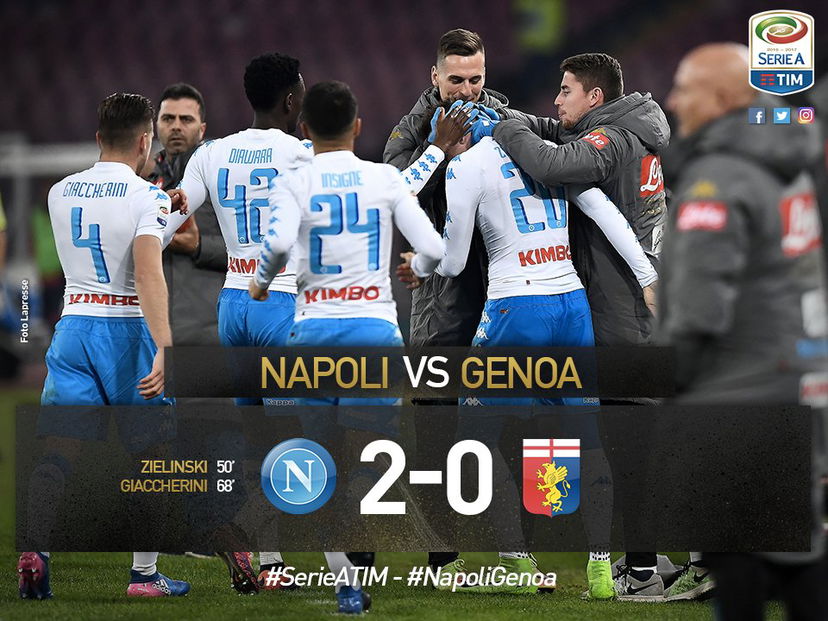 Napoli, due squilli per il Real: Zielinski e Giaccherini stendono il Genoa preview