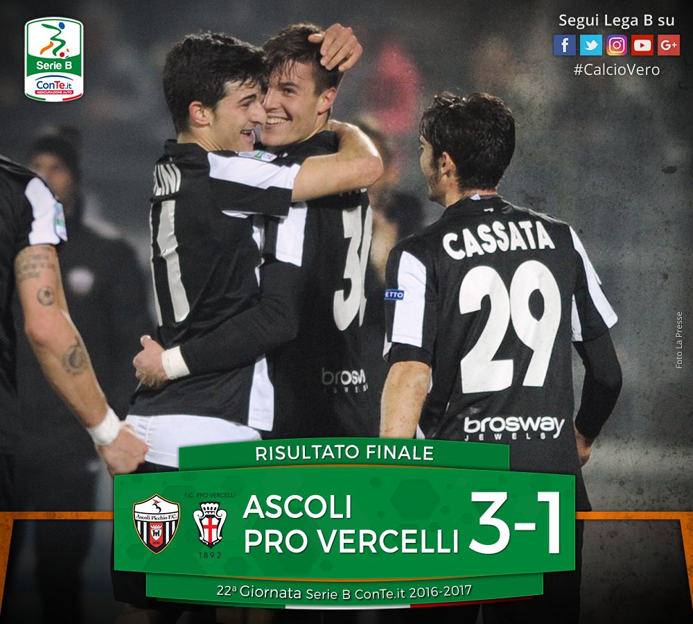 Serie B: Orsolini show, l’Ascoli cala il tris alla Pro Vercelli article-post