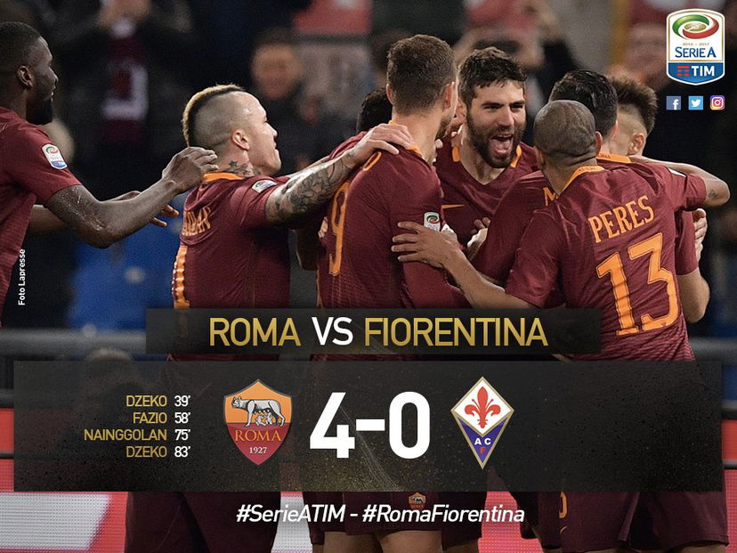 Roma, poker e 2° posto: Fiorentina travolta. E Dzeko torna sul trono dei bomber preview
