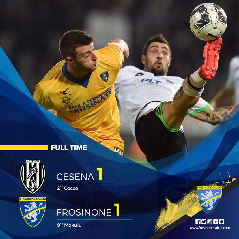 Serie B: Mokulu salva il Frosinone al 91′, contro il Cesena è 1-1 preview