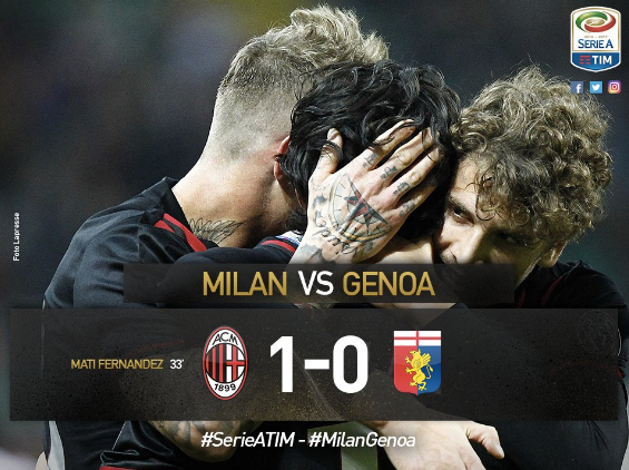 Serie A: Milan, decide un lampo di Mati Fernandez. Con il Genoa finisce 1-0 preview