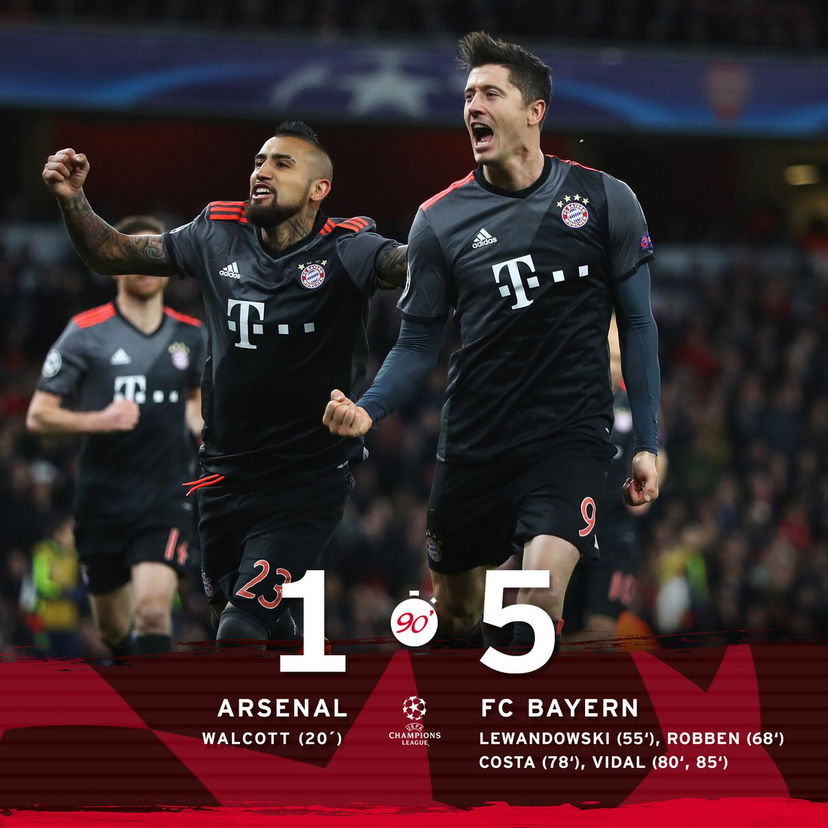Champions League: un altro 5-1, il Bayern demolisce l’Arsenal anche a Londra preview