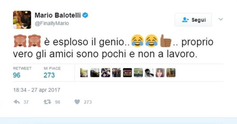 Balotelli risponde a Cassano: “E’ esploso il genio. Proprio vero, gli amici sono pochi…” article-post