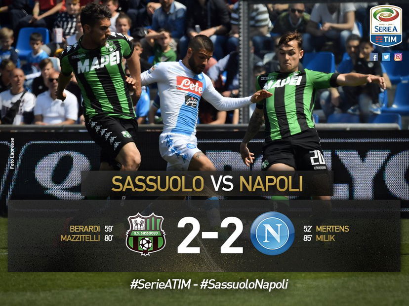 Il Napoli sbatte sui legni: contro il Sassuolo è 2-2 preview