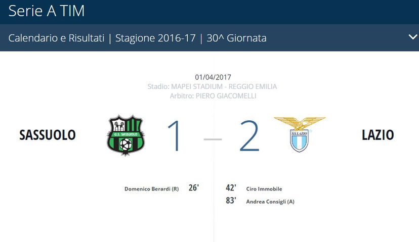 Sassuolo-Lazio, la Lega ha deciso: è autogol di Consigli, non di Acerbi preview