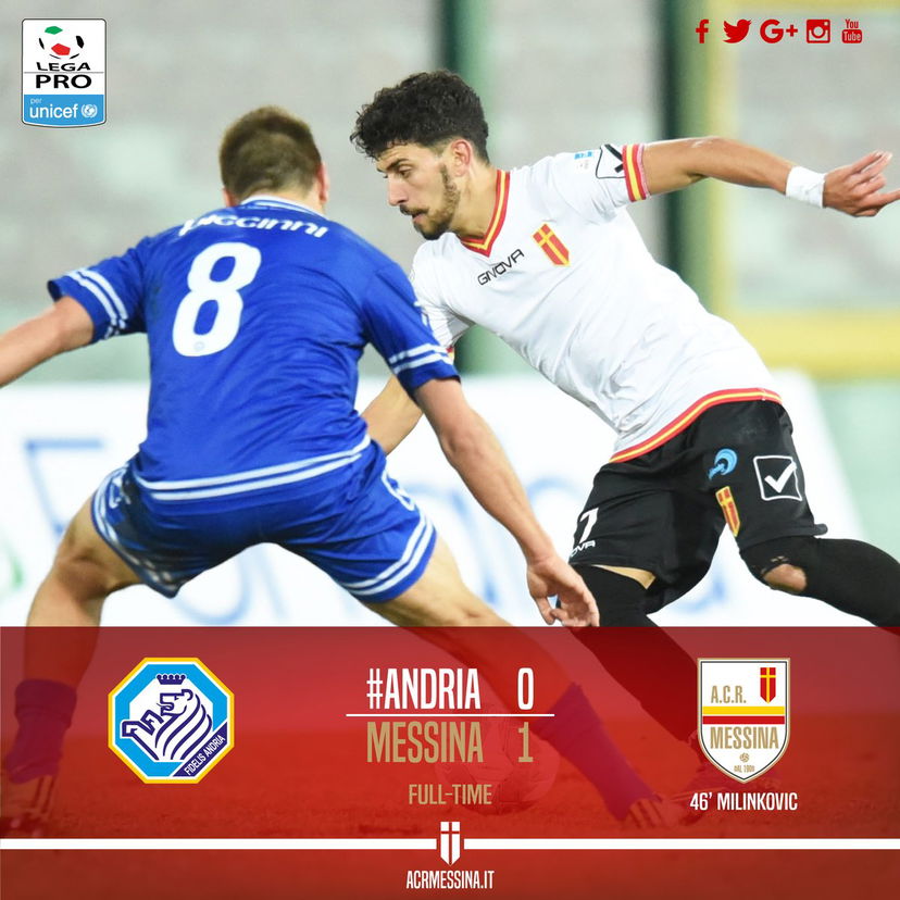Lega Pro, girone C: Andria-Messina 0-1, decide Milinkovic preview