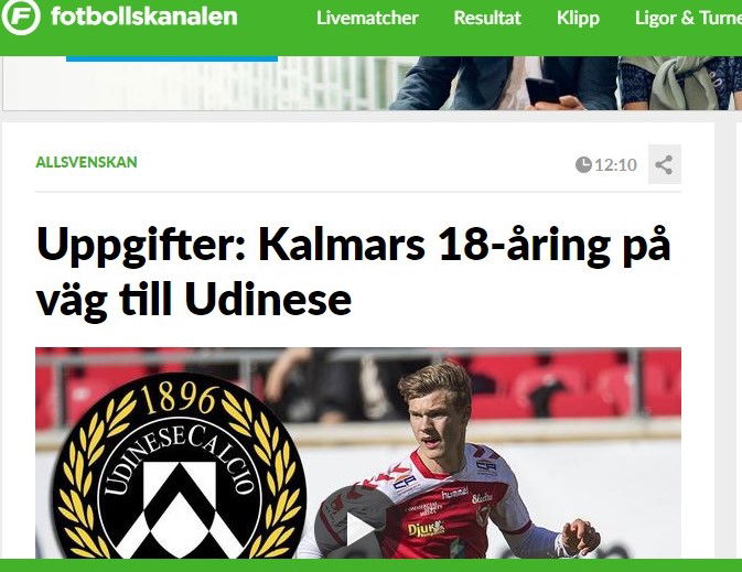 Dalla Svezia: Udinese, accordo con il Kalmar per Ingelsson preview