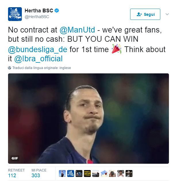 L’Hertha Berlino chiama Ibra: “Niente soldi, ma potresti vincere per la prima volta la Bundesliga” preview