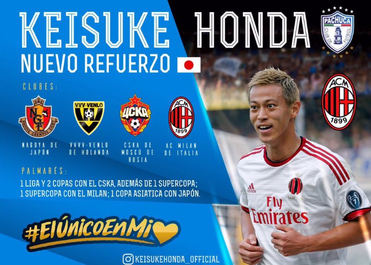 Ufficiale: Keisuke Honda vola in Messico, è un nuovo giocatore del Pachuca preview